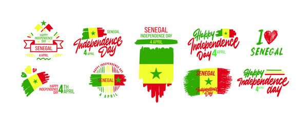 Set of Senegal Independence Day Celebration Vector Template Design Illustration