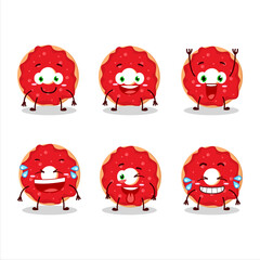 Naklejka premium Cartoon character of raspberry donut with smile expression
