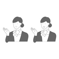 案内をする受付の女性のイラスト