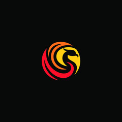 luxury phoenix bird in circle icon logo vector illustration design