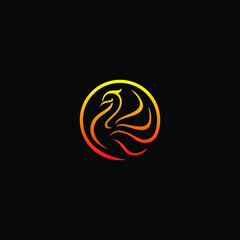 luxury phoenix bird in circle icon logo vector illustration design