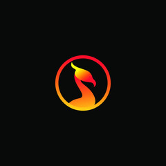 luxury phoenix bird in circle icon logo vector illustration design