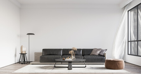 Interior Living Room Wall Mockup - 3d Rendering, 3d Illustration 