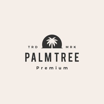 Palm Tree Hipster Vintage Logo Vector Icon Illustration