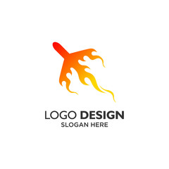 Obraz premium fire and plane logo design for aircraft and millitary