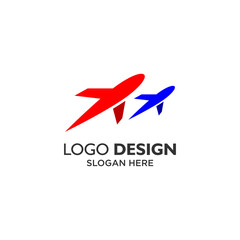 red and blue planes logo design