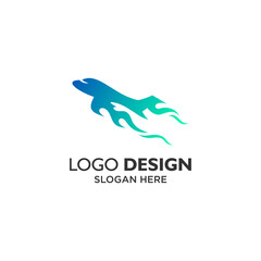 flaming plane logo design template