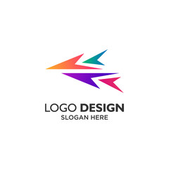 colorful arrows for millitary aircraft logo design 