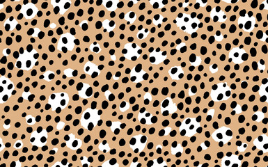 Abstract modern leopard seamless pattern. Animals trendy background. Beige and black decorative vector stock illustration for print, card, postcard, fabric, textile. Modern ornament of stylized skin
