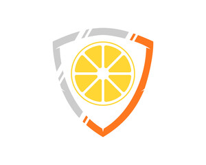 Orange fruit slice inside the shield protection