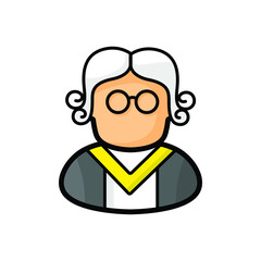 The judge icon vector isolated on white background. Simple person designed illustration.