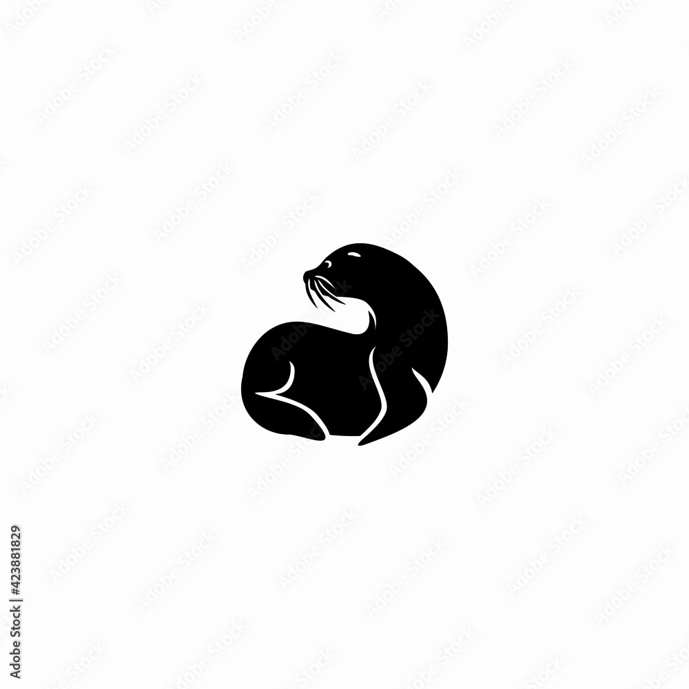 Wall mural Silhouette of a sea lion. Vector icon logo isolated on white background