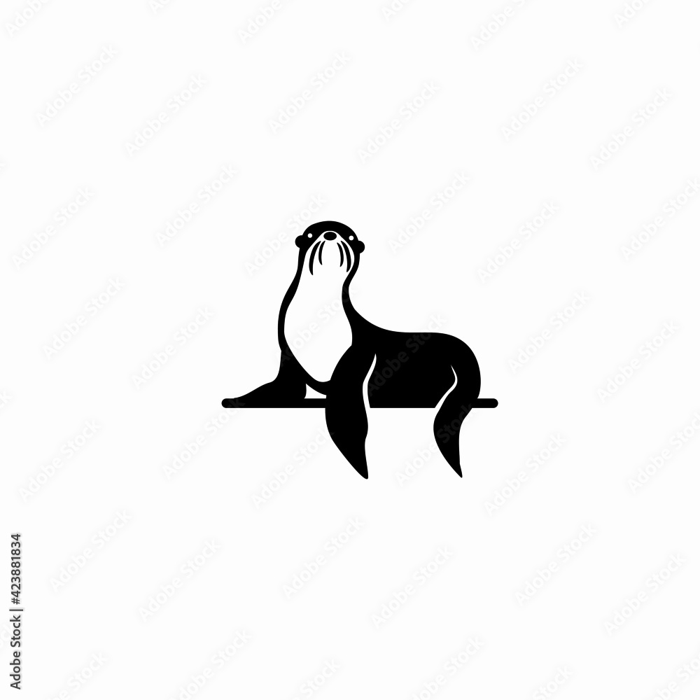 Wall mural silhouette of a sea lion. vector icon logo isolated on white background