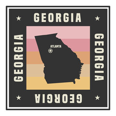 Abstract square stamp or sign with name of US state Georgia