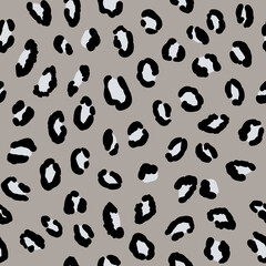 Abstract modern leopard seamless pattern. Animals trendy background. Grey and black decorative vector stock illustration for print, card, postcard, fabric, textile. Modern ornament of stylized skin