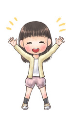 春服の女の子　笑っている　全身