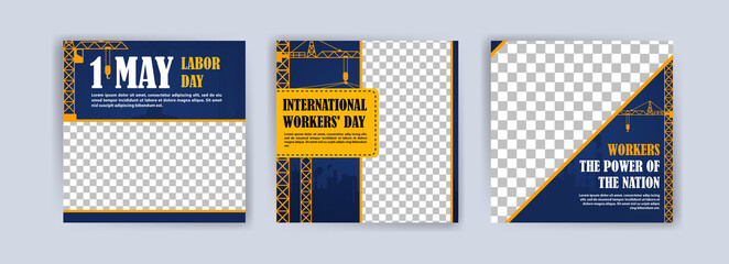 Labor Day. International Workers' Day. Banners vector for social media ads, web ads, business messages, discount flyers and big sale banner.
