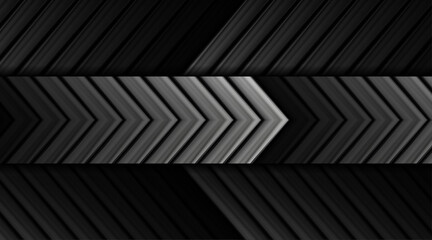 Black glossy and grey silver metallic arrows. Geometric tech abstract background. Vector design