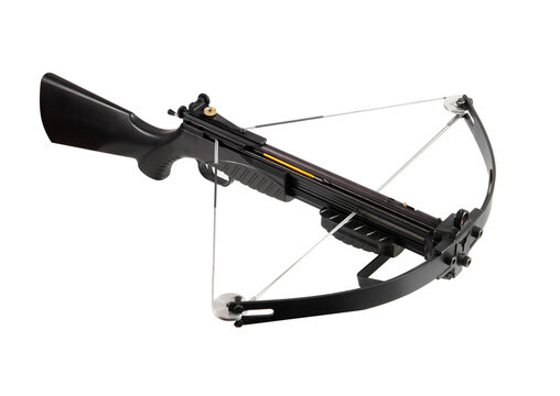 Forest hunting crossbow gun isolated on white background