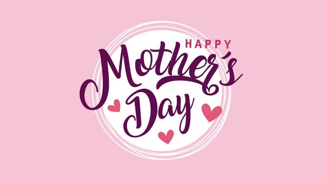 happy mothers day lettering with hearts love