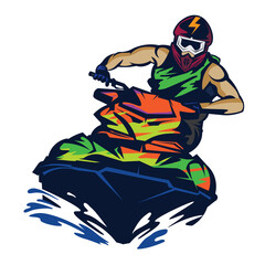 Jetski vector illustration design, perfect for racing event and jetski rental logo also tshirt design