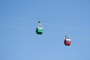 dos teleféricos de Santiago de Chile en el cerro San Cristóbal 