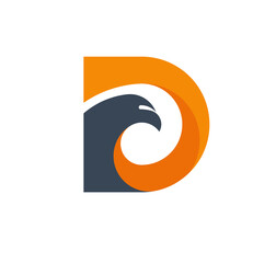 Strong and Bold illustration logo design initial D combine with eagle head.