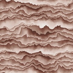 Seamless terracotta colored mountain landscape pattern for print. High quality illustration. Gorgeous textured nature scene for surface design print. Delicately textured, elegant, and trendy.