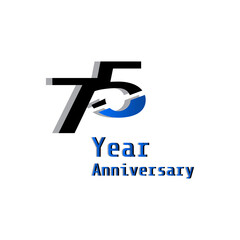 75 Year Anniversary Celebration Blue Color Vector Template Design Illustration