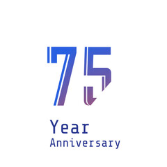 75 Year Anniversary Celebration Blue Color Vector Template Design Illustration