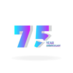 75 Year Anniversary Celebration Blue Color Vector Template Design Illustration