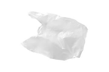 Empty plastic bag isolated on white background. Illustration of reducing plastic bags to help reduce global warming