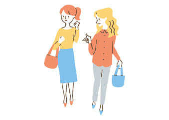 一緒に買い物をしている女性2人02