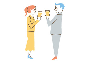 一緒に飲んでいる男女2人02