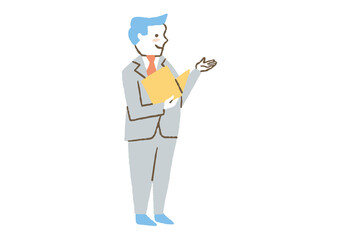 何かを説明している男性02