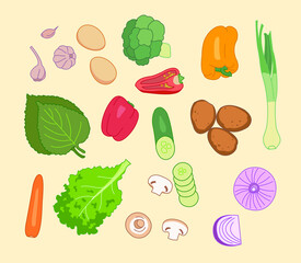 Various types of vegetables. hand drawn style vector design illustrations. 