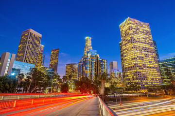 Fototapeta na wymiar Downtown Los Angeles city skyline, cityscape of LA