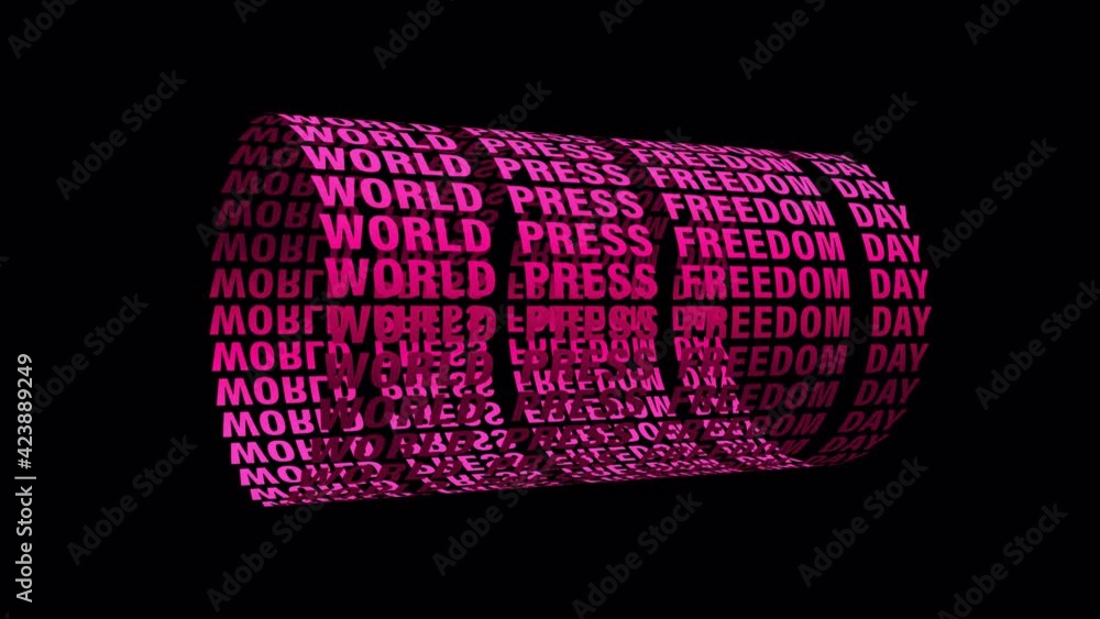 Poster world press freedom day digital pink text scrolling cylinder textured isolated word using quicktime 