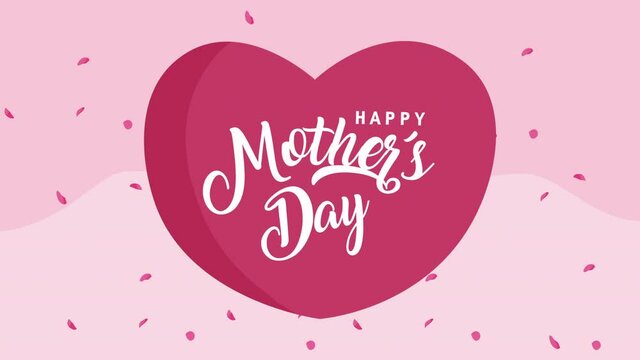 happy mothers day lettering in heart love
