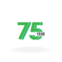 75 Year Anniversary Celebration Green Color Vector Template Design Illustration