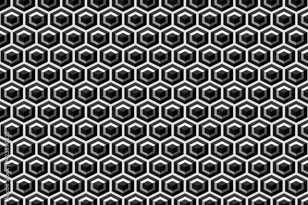 Poster vector background - geometric pattern from monochrome cubes