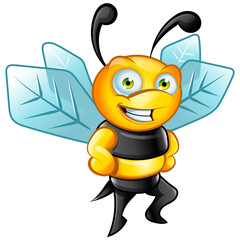 Bee cartoon Character with poses Vector Illustration 