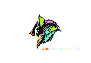 Fototapeta na wymiar Wolf head colorful vector on a white background
