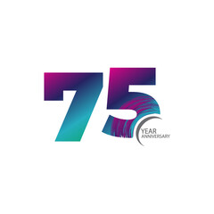 75 Year Anniversary Celebration Rainbow Color Vector Template Design Illustration