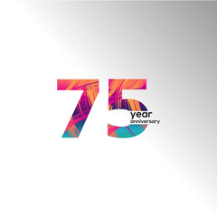 75 Year Anniversary Celebration Rainbow Color Vector Template Design Illustration - obrazy, fototapety, plakaty