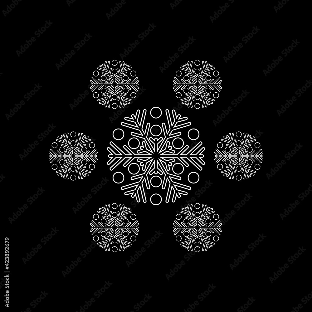 Poster snowflake icon isolated on dark background