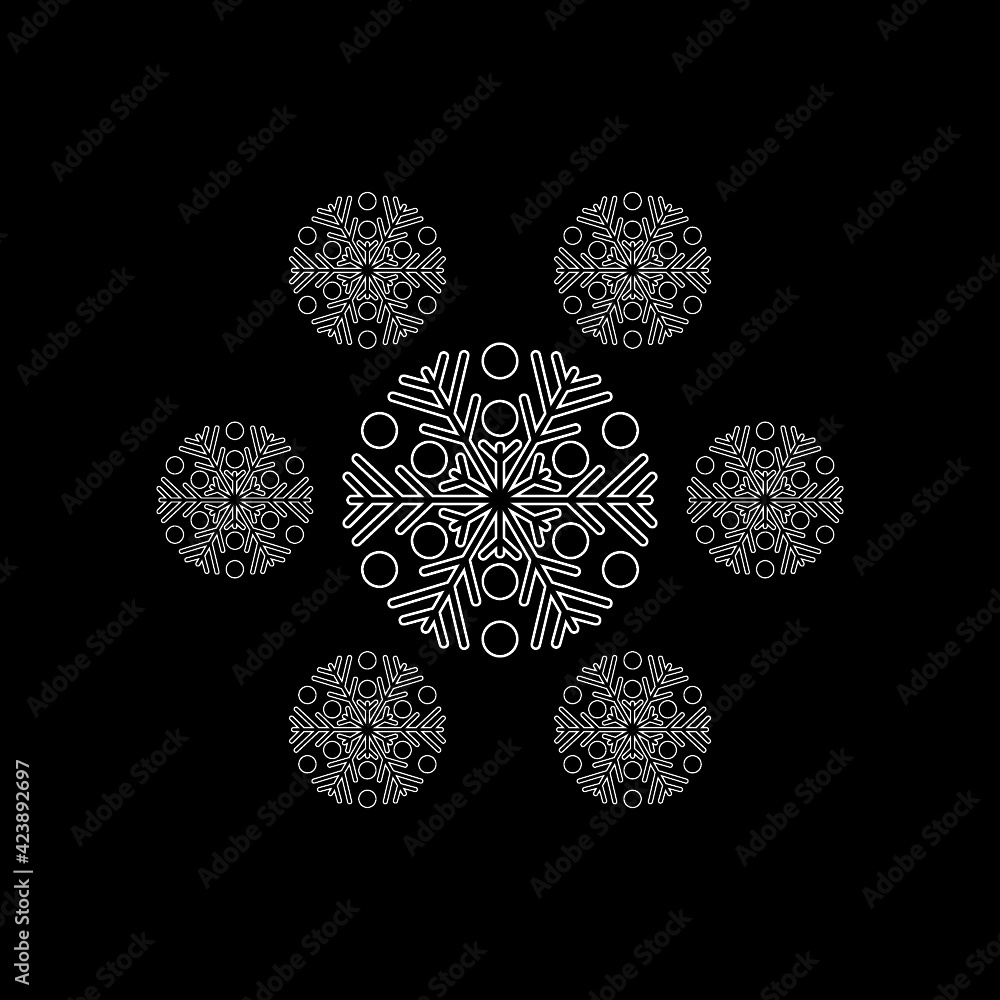 Poster snowflake icon isolated on dark background