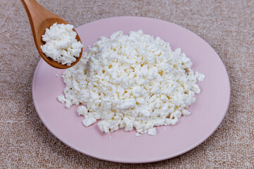 plate of sweet farm cottage cheese on table