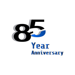 85 Year Anniversary Celebration Blue Color Vector Template Design Illustration