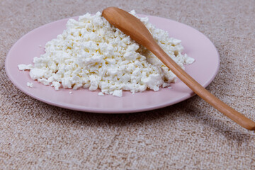 plate of sweet farm cottage cheese on table